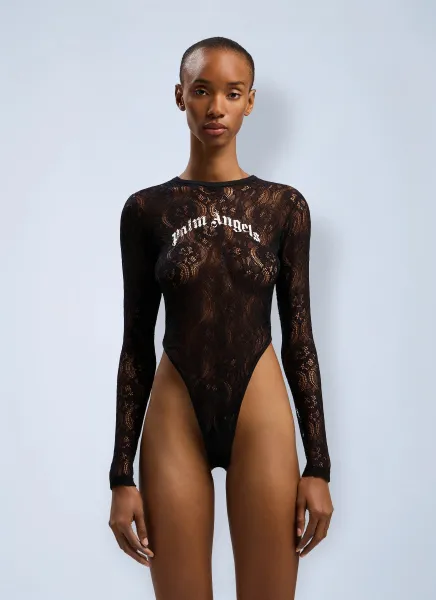 Curved Logo Lace Bodysuite