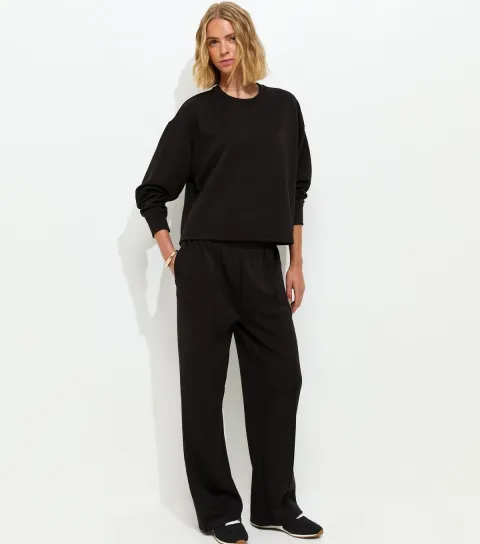 New Look Women's Premium Black Elasticated Waist Wide Leg Joggers