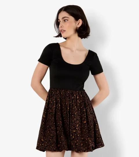 Women's Brown Leopard Print Jersey Mini Dress
