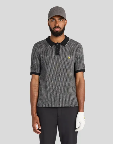 Lyle & Scott Cashmere Blend Cross Hatch Polo Shirt