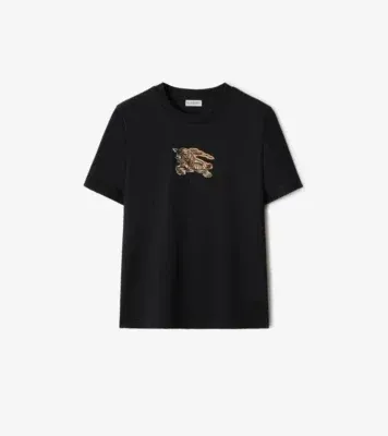 Knight Check Cotton T-shirt in Black
