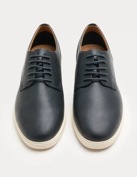 Marks & Spencer Contrast Sole Derby Shoes Navy