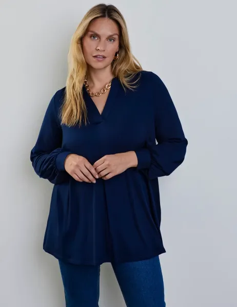 Live Unlimited London Jersey V-Neck Top Navy