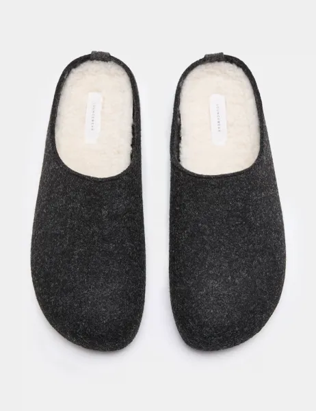 Marks & Spencer Felt Mule Slippers with Freshfeet Charcoal