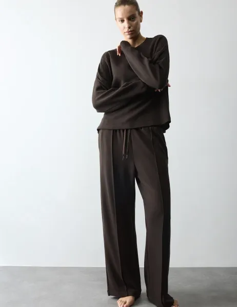 Autograph Scuba Wide Leg Lounge Pants Dark Chocolate