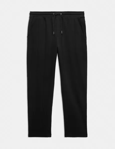 Autograph Drop Needle Pure Cotton Straight Leg Joggers Black