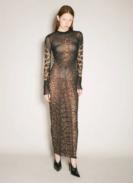 Leopard Mesh Maxi Dress