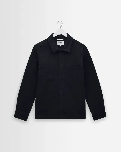 Rockley - Navy Honeycomb Jacquard Overshirt