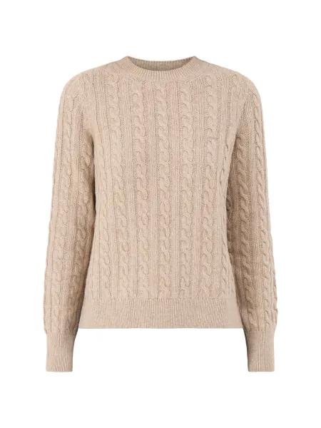 BARBOUR Ashdown Wool Blend Cable Knit Jumper – Honey