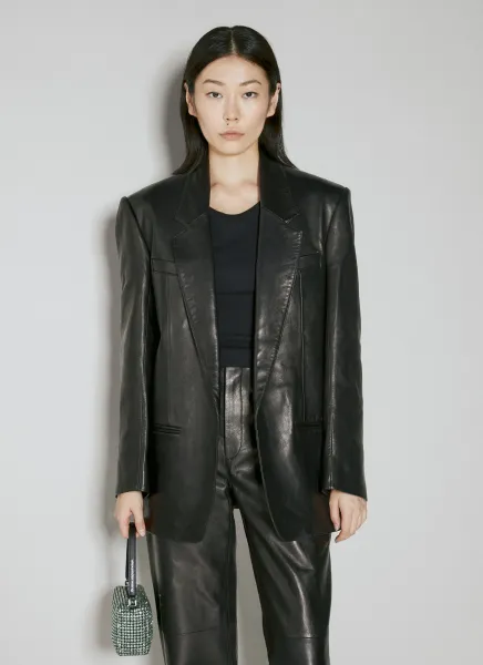 Drapey Oversized Leather Blazer