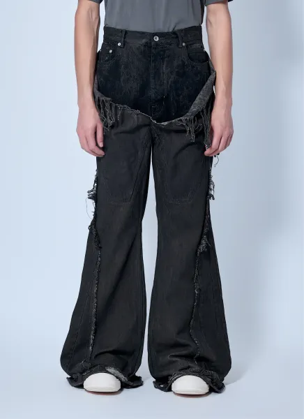 Shredded Denim Slivered Bootcut Jeans