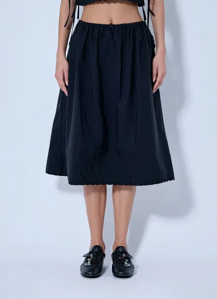 CBFiella Embroidered Scalloped Taffeta Midi Skirt