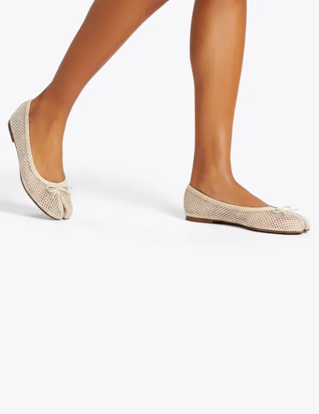 Steve Madden Calico Mesh Detail Ballet Pumps White