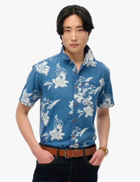 Superdry & Co Relaxed Fit Pure Cotton Hawaiian Shirt Blue Mix
