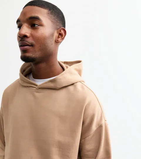 New Look Men's Tan Oversized Jersey Hoodie