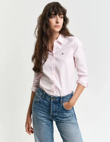 Gant Slim Fit Stretch Oxford Shirt Pink