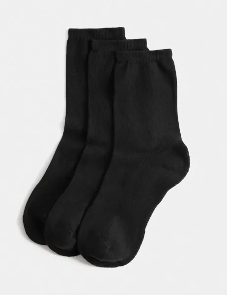 Marks & Spencer 3pk Thermal Ankle High Socks Black