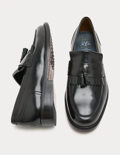 M&S SARTORIAL Leather Fringed Loafers Black