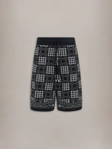 MA QUAD CHECK MESH KNIT SHORT - Black