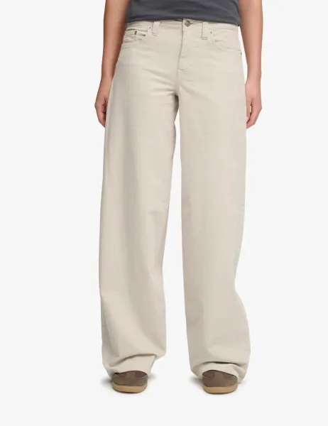 Cotton Rich Cord Textured Wide Leg Trousers Cream