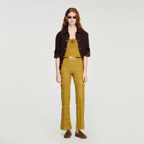 Pointelle knit trousers