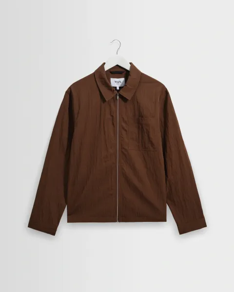 Lytton - Brown Crinkle Nylon Overshirt