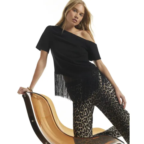 River Island Asymmetric Fringe Drape Top