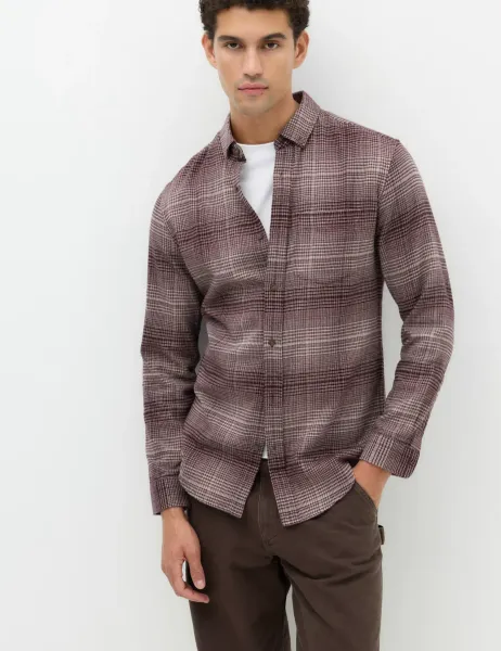 Marks & Spencer Pure Cotton Flannel Shirt Burgundy