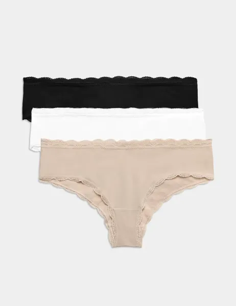 Marks & Spencer 3pk Cotton Rich Hipster Knickers Opaline Mix