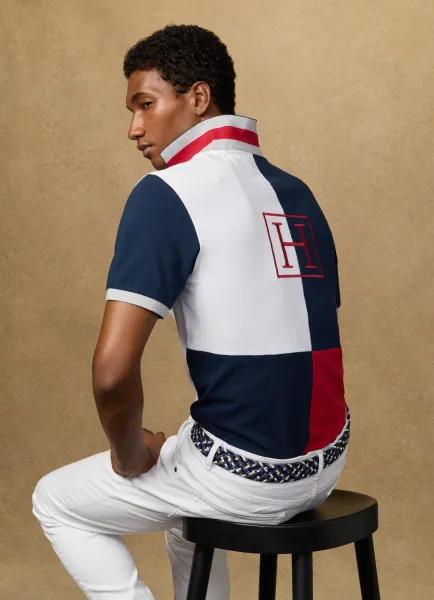 Classic Fit Short Sleeve Branded Quad Polo
