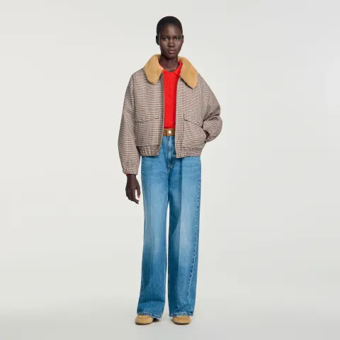 SANDRO Faux fur-lined coat