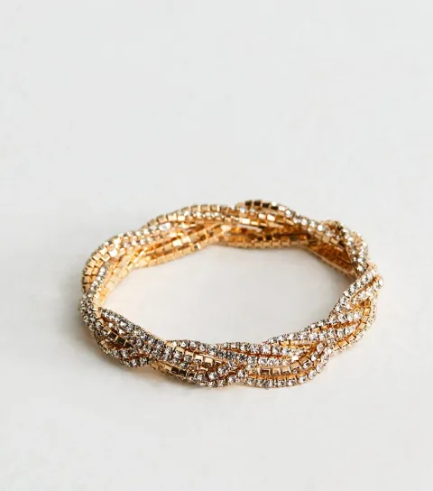 Gold Tone Plaited Diamant?� Bracelet