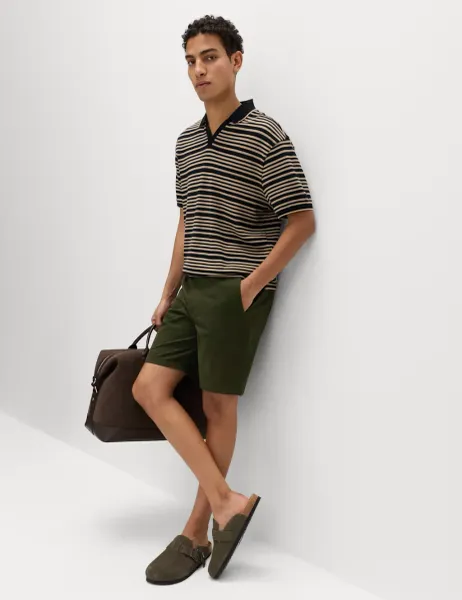 Marks & Spencer Regular Fit Stretch Chino Shorts Dark Green