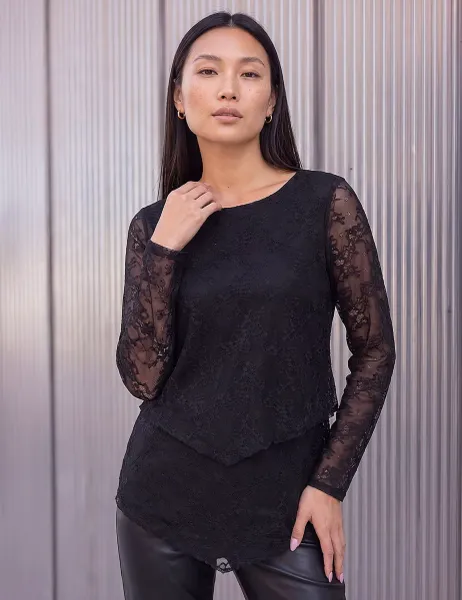 Roman Lace Top Black
