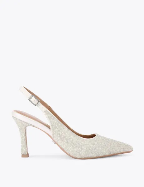 Carvela Embellished Stiletto Heel Slingback Shoes White