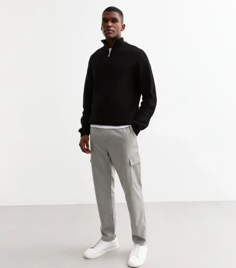 Men's Grey Slim Cargo Trousers