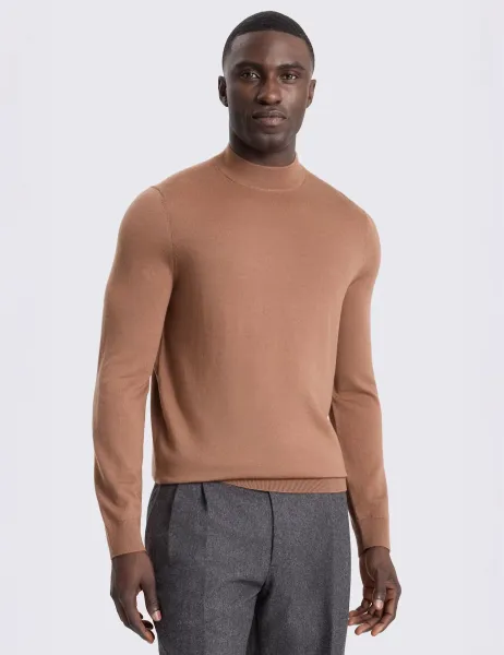 Moss Merino Wool Rich Roll Neck Jumper Pink