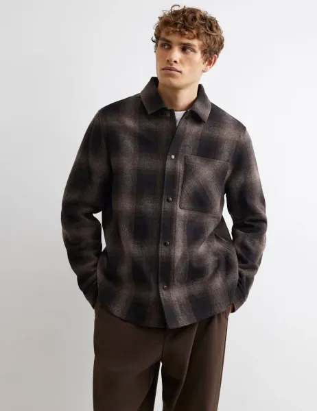 River Island Regular Fit Pure Cotton Checked Overshirt