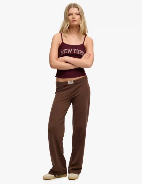 Superdry & Co Cotton Rich Fold Over Slim Fit Joggers Brown