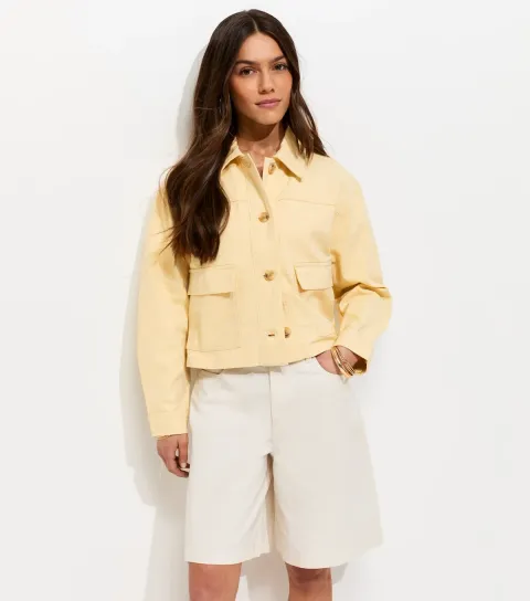 New Look Women's Petite Light Yellow Boxy Cotton Shacket
