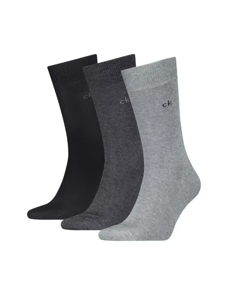 Calvin Klein 3 Pack Cotton Rich Smart Socks Grey Marl