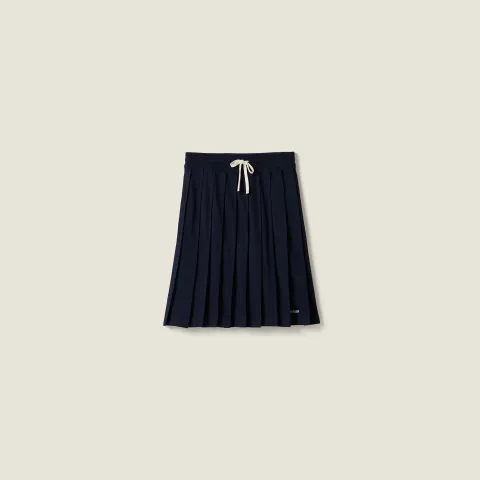 Pleated garment-dyed jersey skirt