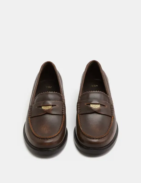 Marks & Spencer Leather Penny Loafers Brown