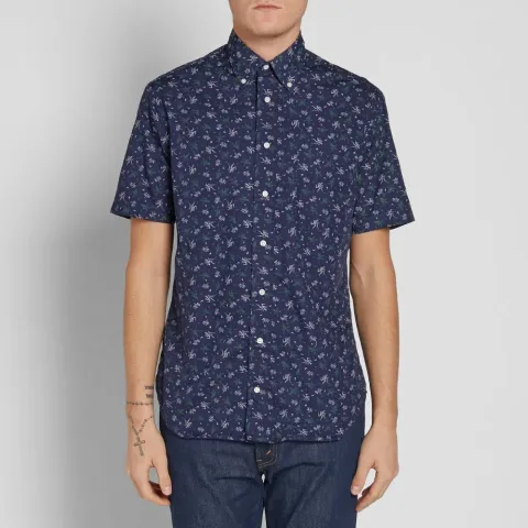 Short Sleeve Geometric Print Shirt
