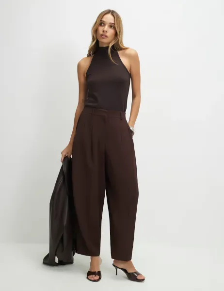 River Island Pleated Barrel Leg Trousers
