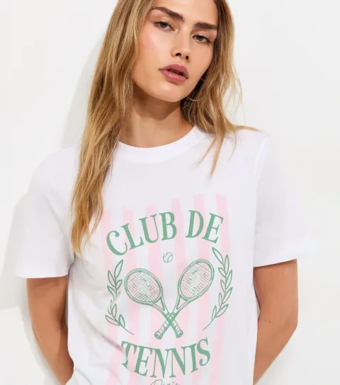 Women's White Club De Tennis Relaxed T-Shirt