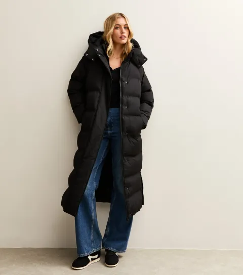 Women's Tall Black Longline Puffer Jacket