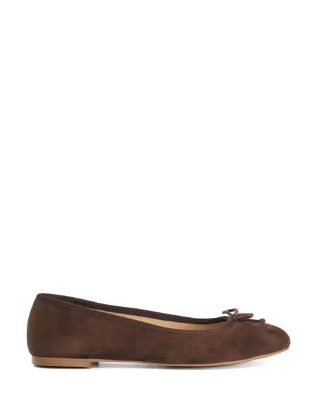 Dune London Suede Bow Ballet Pumps Brown