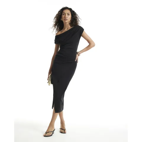 River Island Asymmetric Drape Wrap Midi Dress