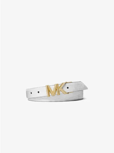 Michael Kors Reversible Signature Logo and Crocodile Embossed Leather Waist Belt